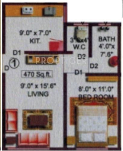 Shiv Saileela Residency (1BHK+1T (680 sq ft) 680 sq ft)