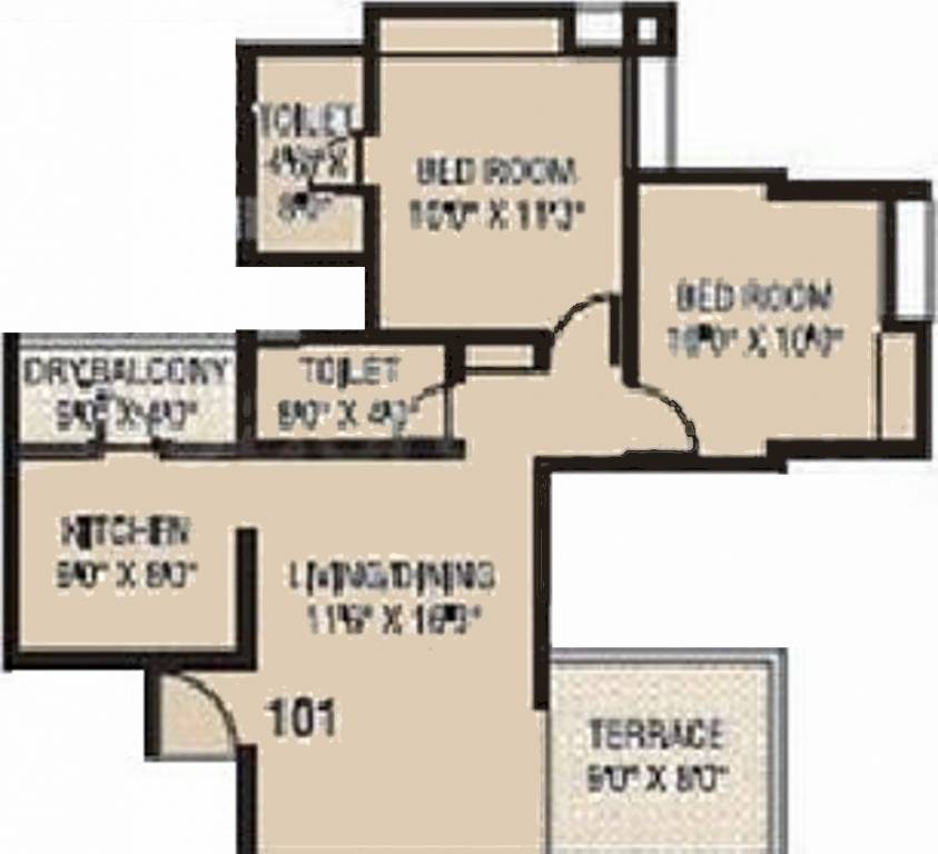 Nirman Abhilasha (2BHK+2T (880 sq ft) 880 sq ft)