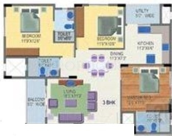 Floor Plan (3BHK+3T) Vijetha Elysium Floor Plan (3BHK+3T)