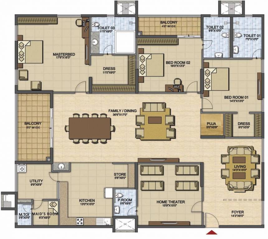 Prestige High Fields (3BHK+4T (4,069 sq ft) Servant Room 4069 sq ft)