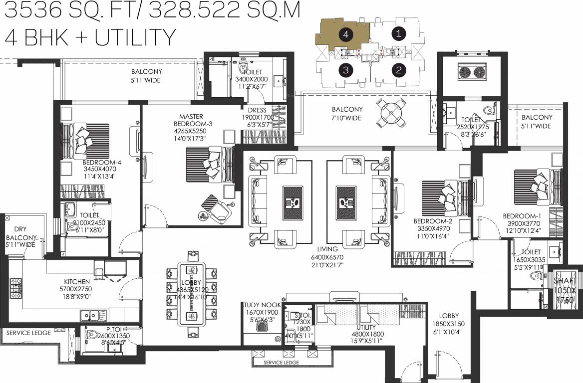DLF The Crest (4BHK+4T (3,536 sq ft)   Study Room 3536 sq ft) DLF The Crest (4BHK+4T (3,536 sq ft)   Study Room 3536 sq ft)