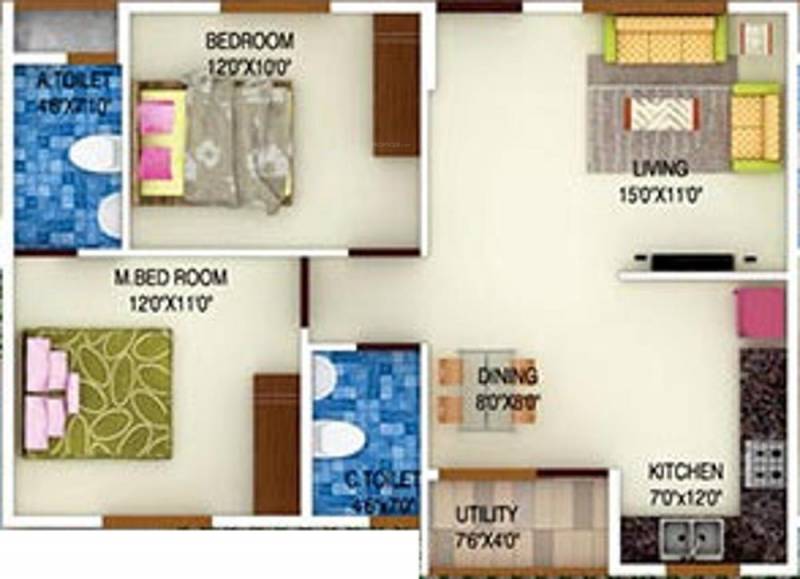 DS Sista (2BHK+2T (1,056 sq ft) 1056 sq ft)