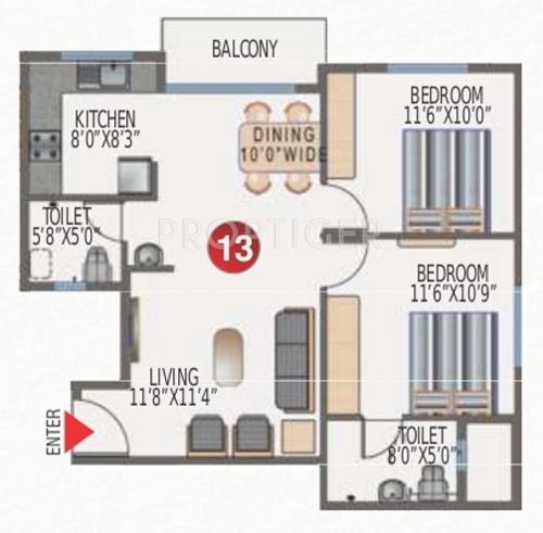 Sai Chethana (2BHK+2T (1,002 sq ft) 1002 sq ft)