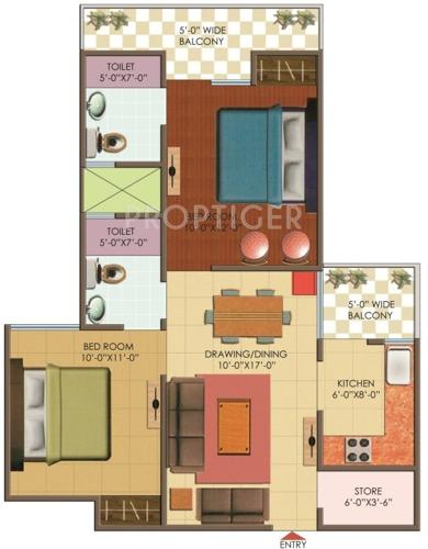 Galaxy North Avenue II (2BHK+2T (925 sq ft) 925 sq ft)