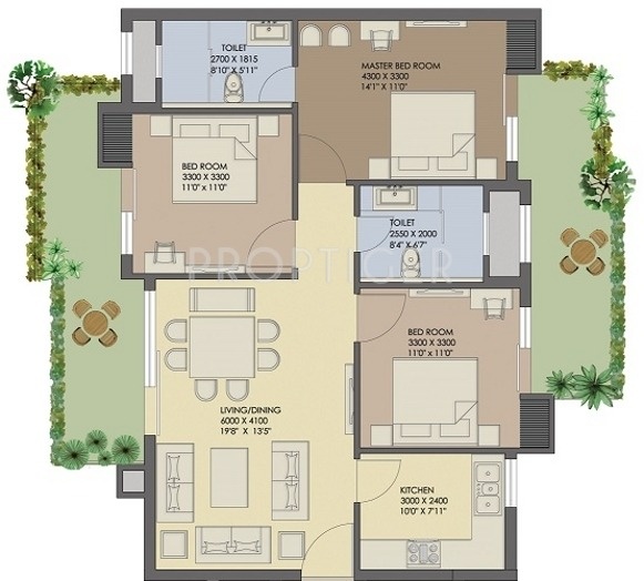 Agrante Beethoven 8 (3BHK+2T (1,702 sq ft) 1702 sq ft)