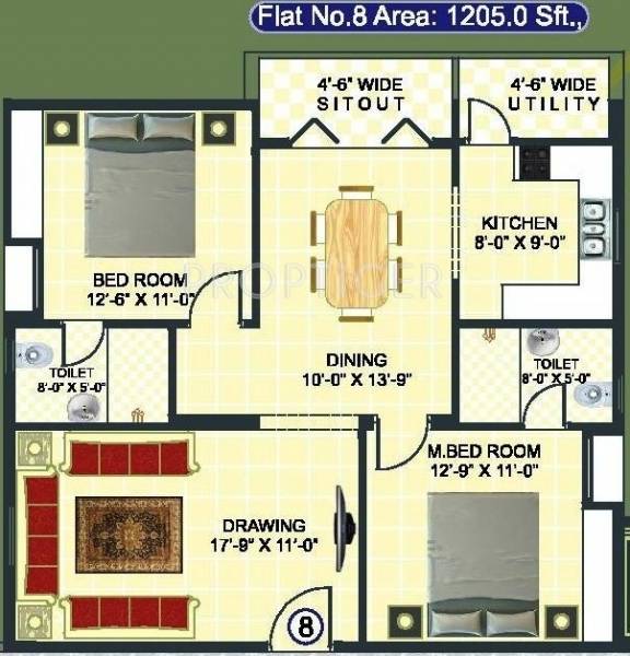 Sree Builders and Developers CRJ Residency (2BHK+2T (1,205 sq ft) 1205 sq ft)