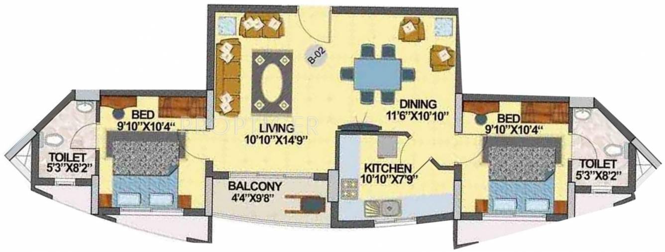 Hoysala Infantry Towers (2BHK+2T (975 sq ft) 975 sq ft)
