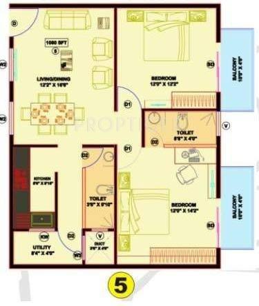 Aspen Prince Princess Palace (2BHK+2T (1,080 sq ft) 1080 sq ft)