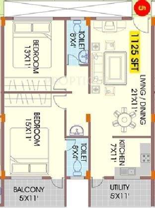 Mahaveer Marvel (2BHK+2T (1,125 sq ft) 1125 sq ft)