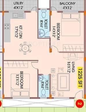 Mahaveer Marvel (2BHK+2T (1,225 sq ft) 1225 sq ft)