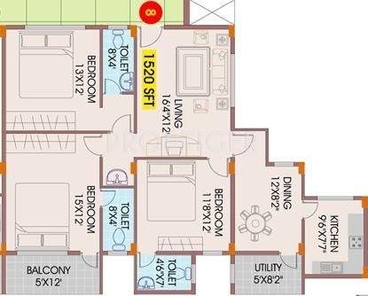Mahaveer Marvel (3BHK+3T (1,520 sq ft) 1520 sq ft)
