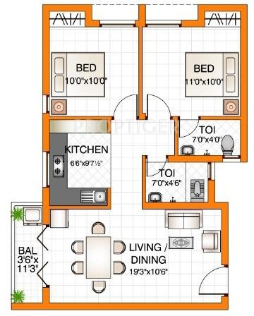 Supreme City (2BHK+2T (930 sq ft) 930 sq ft)