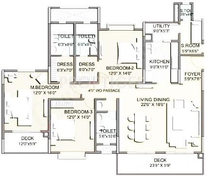 Raheja Vivarea (3BHK+4T (2,885 sq ft) + Servant Room 2885 sq ft) Raheja Vivarea (3BHK+4T (2,885 sq ft) + Servant Room 2885 sq ft)