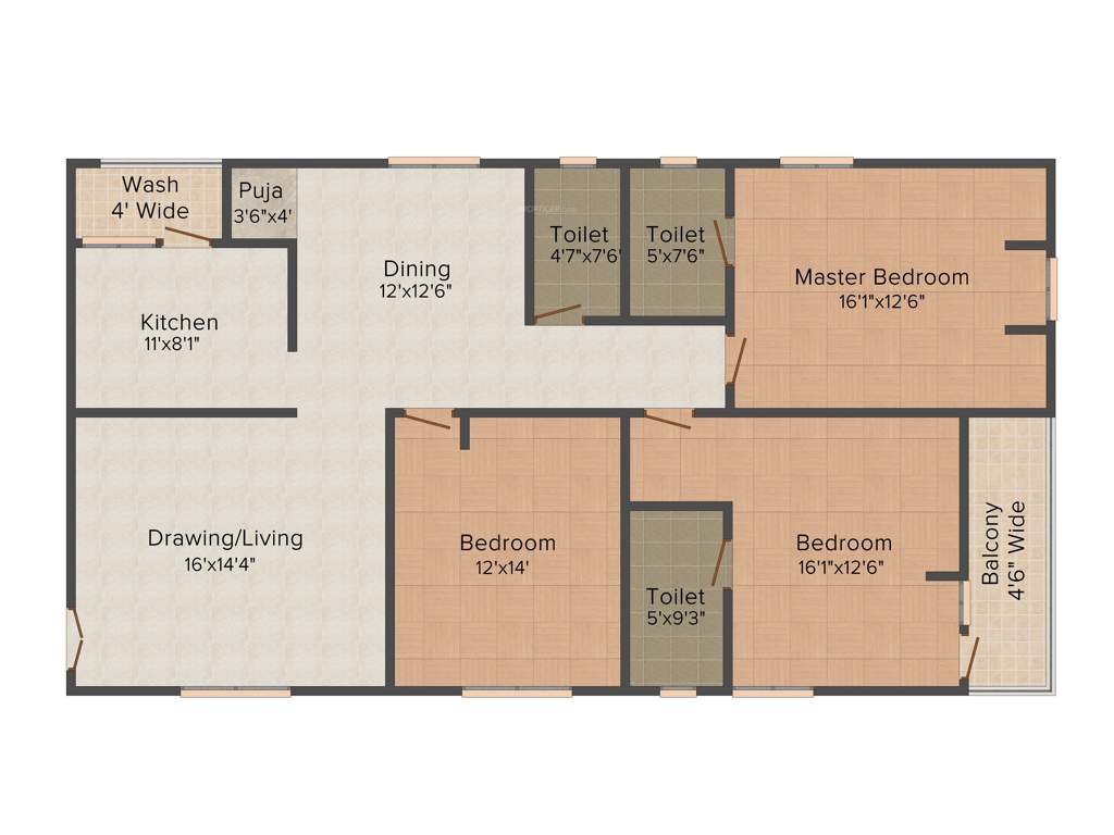 Vaishnavi Estate Fresh Living Apartments 3BHK+3T (2,398 sq ft)