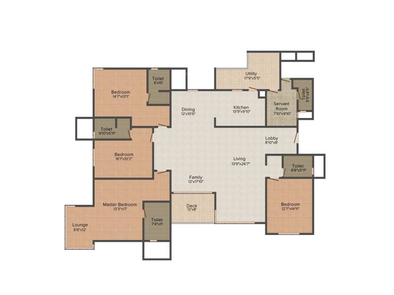 Embassy Pristine (4BHK+4T (3,596 sq ft) + Servant Room 3596 sq ft)