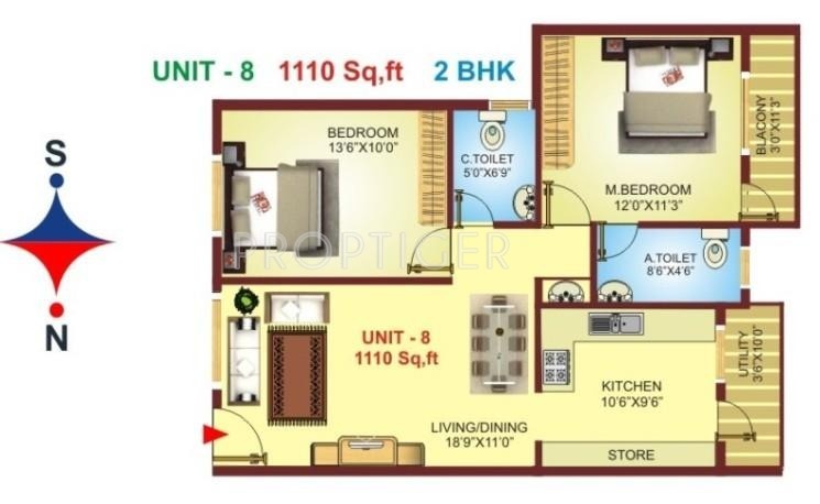 Excel Pranav (2BHK+2T (1,110 sq ft) 1110 sq ft) Excel Pranav (2BHK+2T (1,110 sq ft) 1110 sq ft)