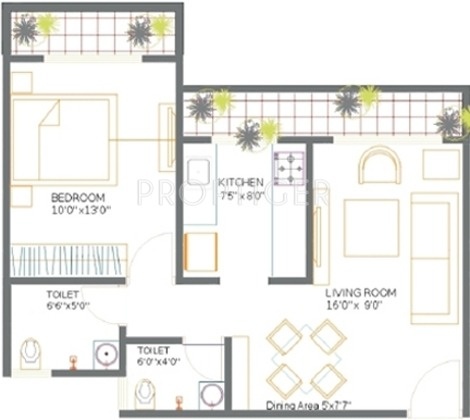 Nirvaana Garden Residency (1BHK+2T (725 sq ft) 725 sq ft)