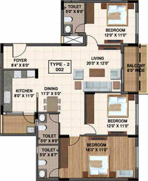 Sipani Classe (3BHK+3T (1,530 sq ft) 1530 sq ft)