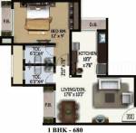 Sharda Enterprises Green Wood Floor Plan (1BHK+2T (680 sq ft) 680 sq ft)