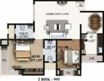 Sharda Enterprises Green Wood Floor Plan (2BHK+2T (995 sq ft) 995 sq ft)