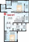 Sagar Realty Promotions Disha Residency Floor Plan (2BHK+2T (1,046 sq ft) 1046 sq ft)