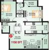 Sagar Realty Promotions Disha Residency Floor Plan (2BHK+2T (1,150 sq ft) 1150 sq ft)