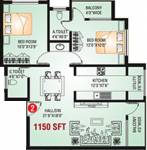 Sagar Realty Promotions Disha Residency Floor Plan (2BHK+2T (1,150 sq ft) 1150 sq ft)