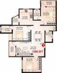 Sagar Realty Promotions Disha Residency Floor Plan (3BHK+3T (1,398 sq ft) 1398 sq ft)