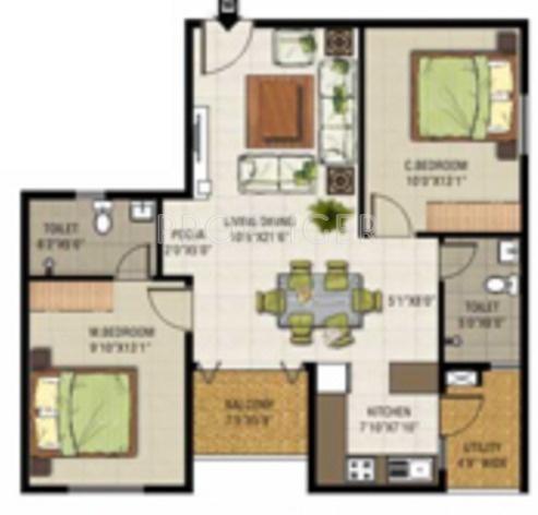 Kethana Accolade (2BHK+2T (1,029 sq ft) 1029 sq ft)