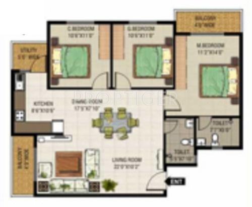 Kethana Accolade (3BHK+2T (1,368 sq ft) 1368 sq ft)