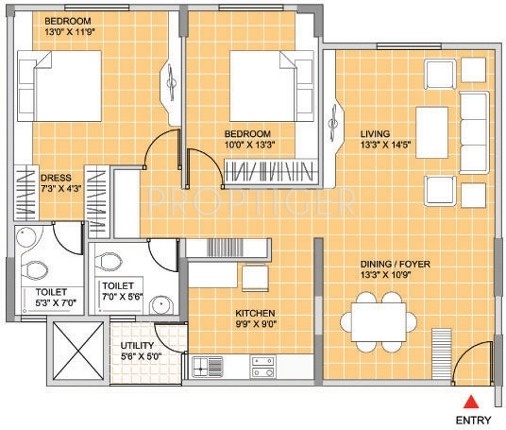 Indira Iris (2BHK+2T (1,221 sq ft) 1221 sq ft)