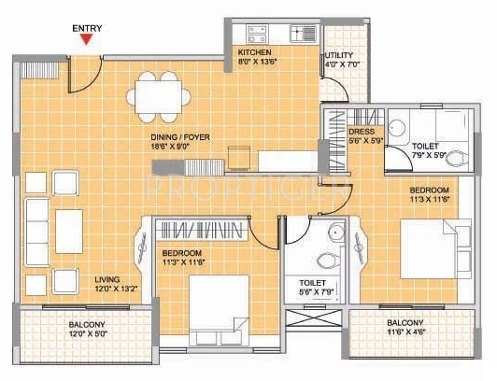 Indira Iris (2BHK+2T (1,367 sq ft) 1367 sq ft)
