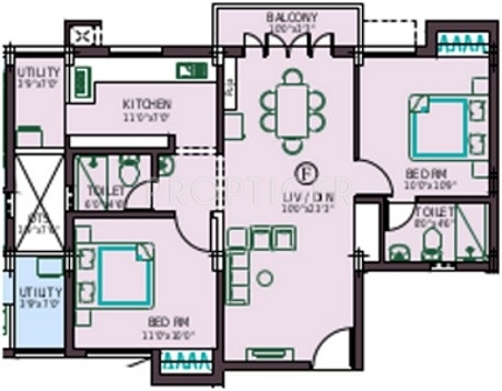 Viswams Rajam Manor (2BHK+2T (1,005 sq ft) 1005 sq ft)
