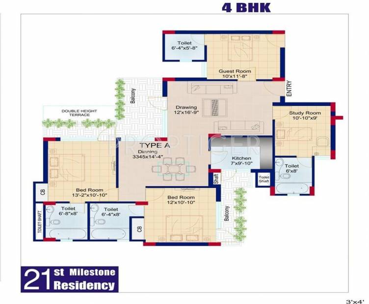 IFCI 21st Milestone Residency (4BHK+4T (1,600 sq ft) 1600 sq ft)