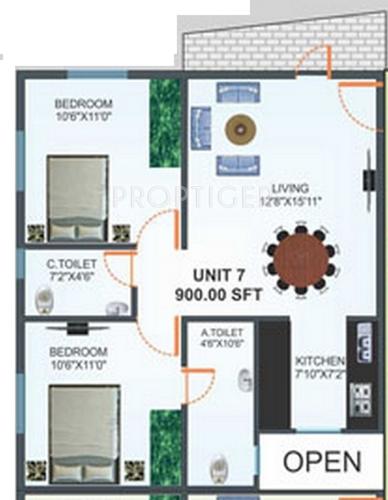 Nummus United Shine Woods (2BHK+2T (900 sq ft) 900 sq ft)