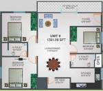 Nummus United Shine Woods (3BHK+2T (1,381 sq ft) 1381 sq ft)