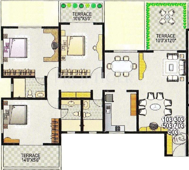 Dorabjee Paradise (3BHK+3T (1,565 sq ft) 1565 sq ft)