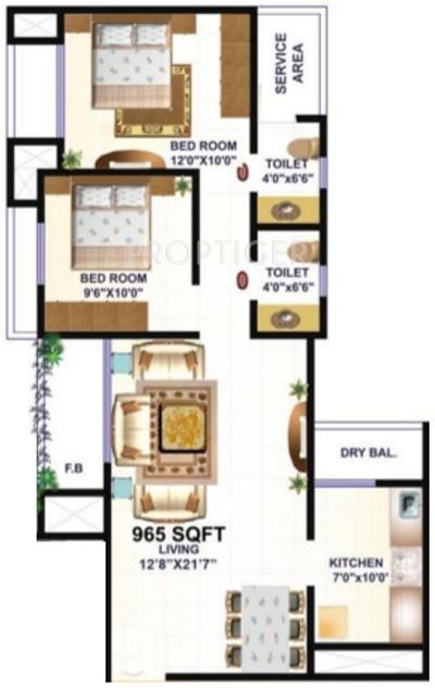 HDIL Premier Residences (2BHK+2T (965 sq ft) 965 sq ft) HDIL Premier Residences (2BHK+2T (965 sq ft) 965 sq ft)