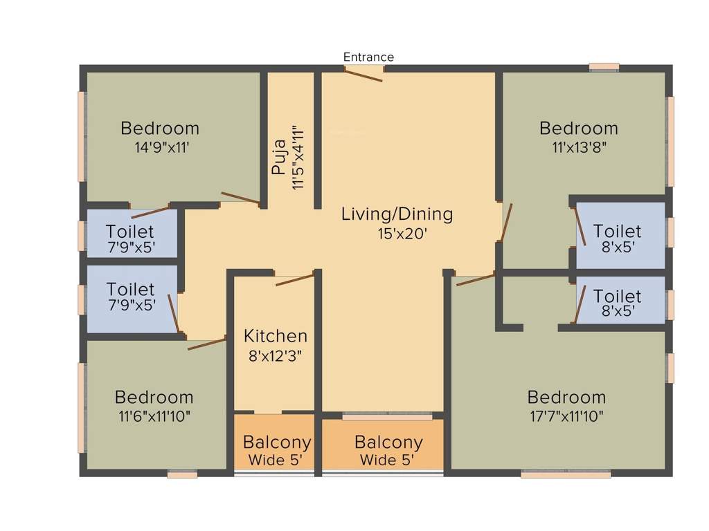 Space Club Town Gateway (4BHK+4T (2,484 sq ft)   Pooja Room 2484 sq ft)