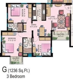 Pioneer Genexx Valley (3BHK+2T (1,236 sq ft) 1236 sq ft)