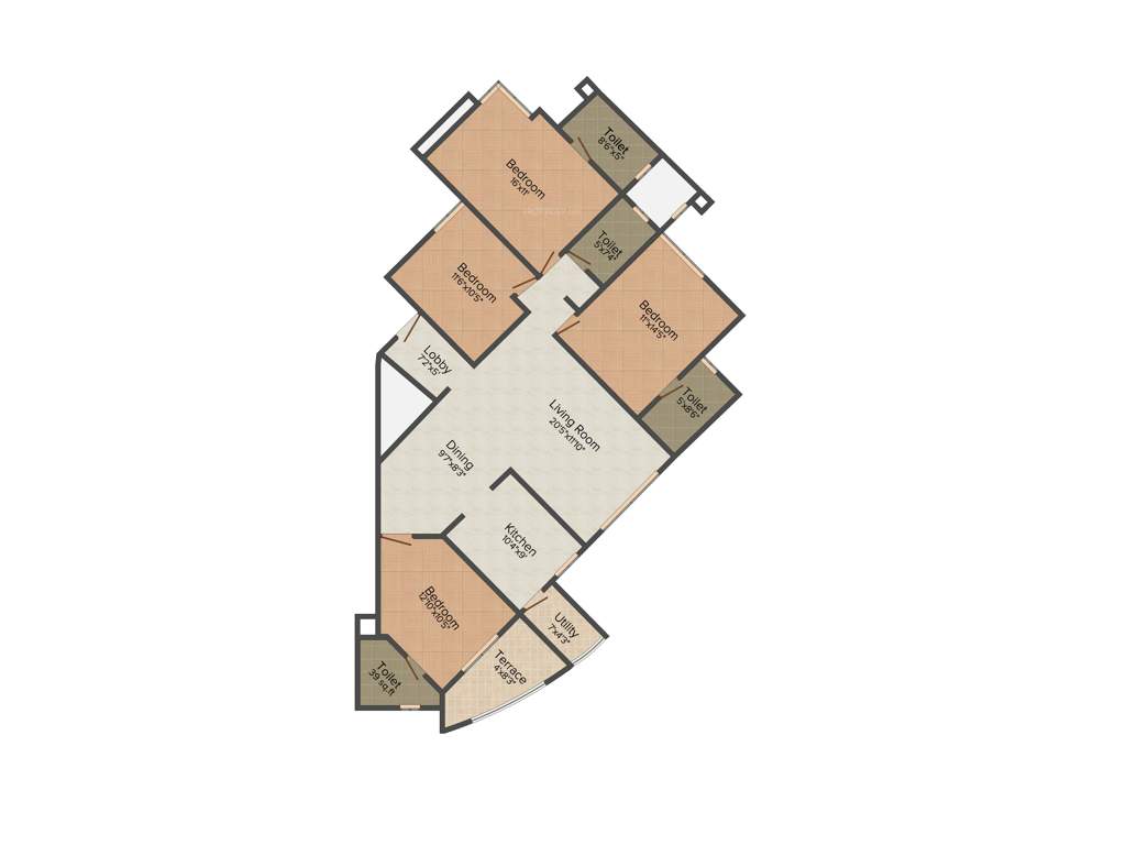 Kirti Crest Avenue (4BHK+4T (1,762 sq ft) 1762 sq ft)