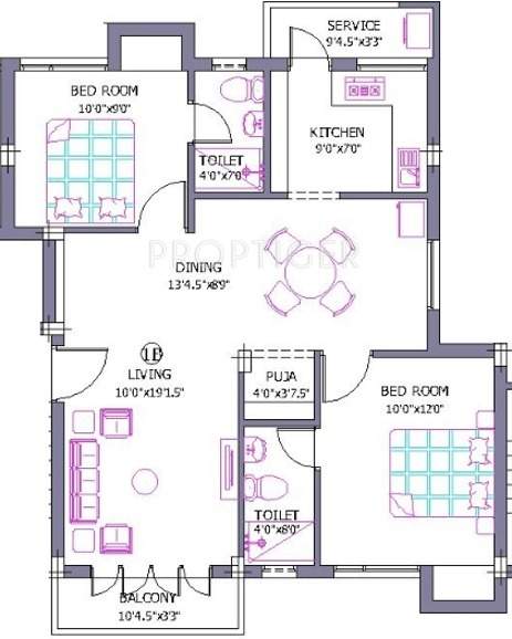 Viswams Srinivas (2BHK+2T (1,055 sq ft)   Pooja Room 1055 sq ft)
