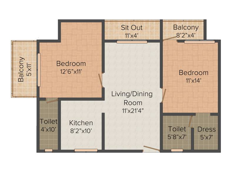 Radiant Heritage (2BHK+2T (1,245 sq ft) 1245 sq ft)