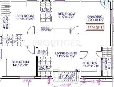 Legend Tulips (3BHK+3T (1,774 sq ft) 1774 sq ft) Legend Tulips (3BHK+3T (1,774 sq ft) 1774 sq ft)