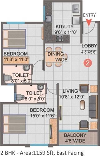 Sai Samskruthi (2BHK+2T (1,159 sq ft) 1159 sq ft)