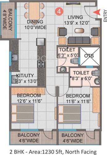 Sai Samskruthi (2BHK+2T (1,230 sq ft) 1230 sq ft)