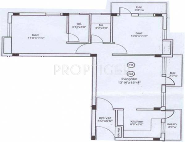 Bhaskar Vrindavan (2BHK+2T (1,010 sq ft) 1010 sq ft)