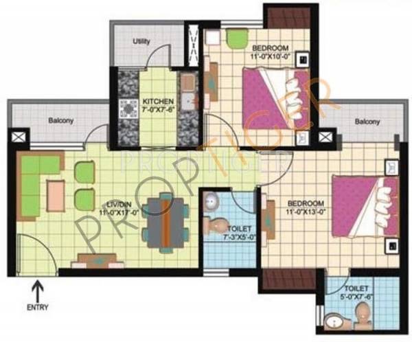 Amrapali Silicon City (2BHK+2T (950 sq ft) 950 sq ft)