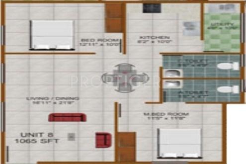 Prabhavathi Fern (2BHK+2T (1,065 sq ft) 1065 sq ft)