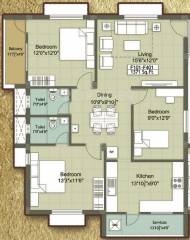SP Shyams Yes Gee Yes (3BHK+2T (1,371 sq ft) 1371 sq ft)